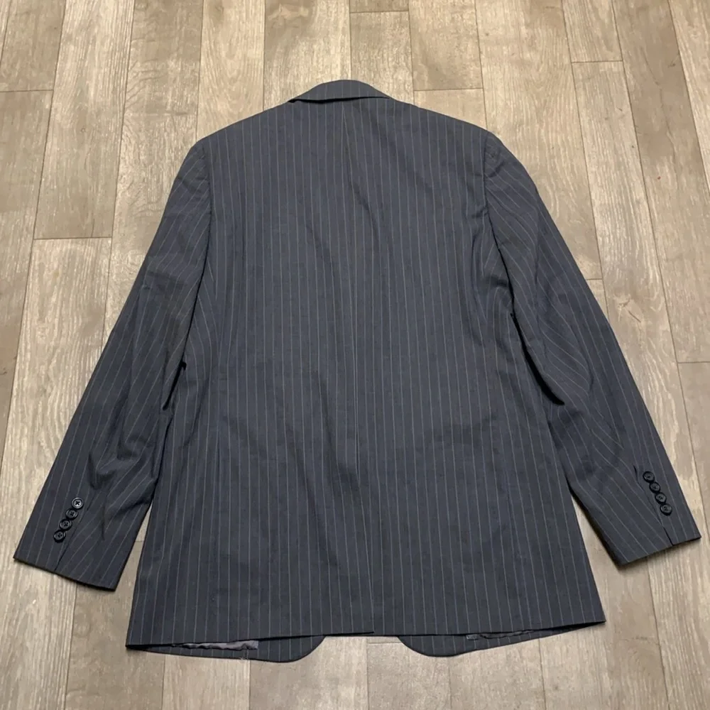 Mens Brooks Brothers Cool Fitzgerald Wool Blend 2 Button Pin Stripe Black Jacket